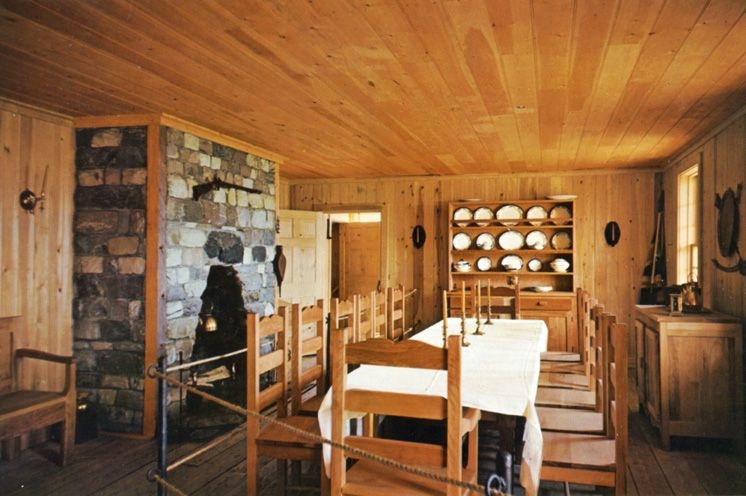 Interior view of the dining room in the Big House at Fort Edmonton Park, captured in 1978.