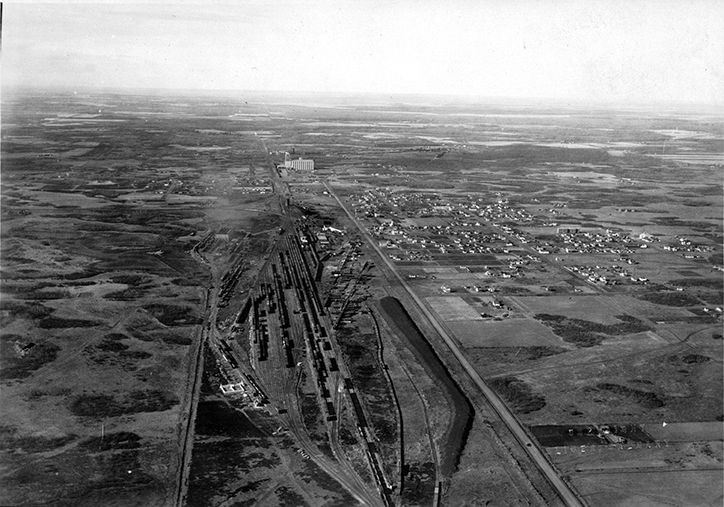 Aerial photograph of the GTPR yards in Calder, taken in the 1920s.