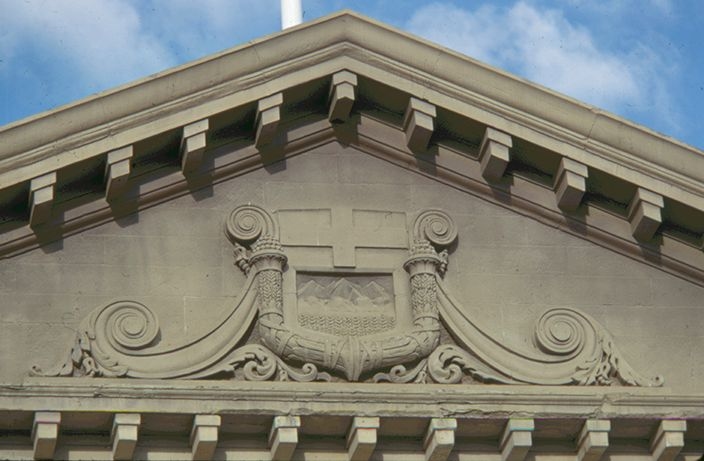 Detail view of the Court House, showcasing architectural features.