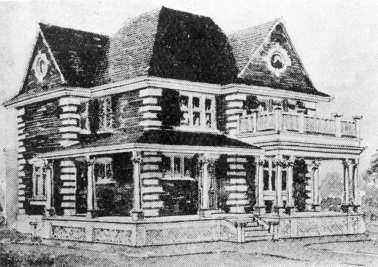Exterior view of the Duggan Residence, taken in 1908.