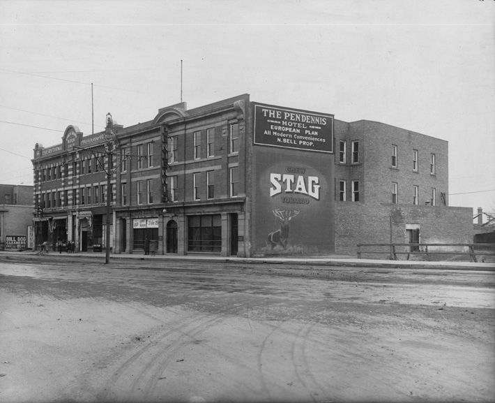 Exterior view of the Ernest Brown Block taken in 1914, preserved in the City of Edmonton Archives.