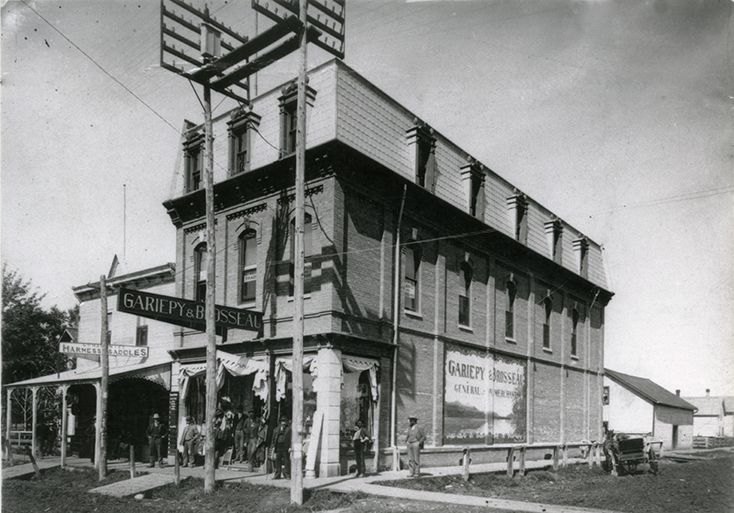 Gariepy and Brosseau Store, circa 1900, showing the exterior view of the building.