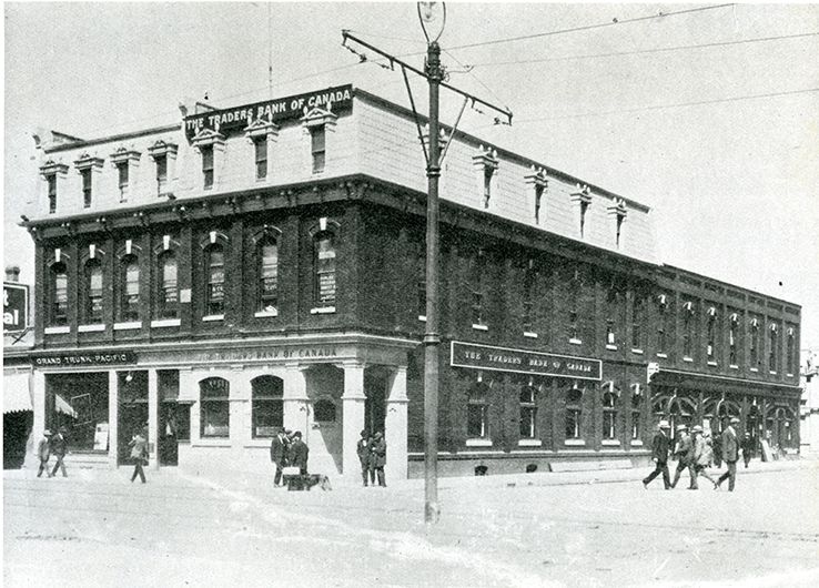 Exterior view of Gariepy Block, circa 1905
