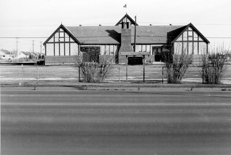 Glenora Elementary School, exterior view from the front elevation taken in 1968.