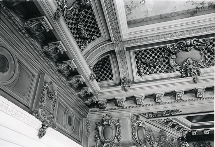 Interior detail of the Pantages Theatre from 1977, featuring architectural design elements.