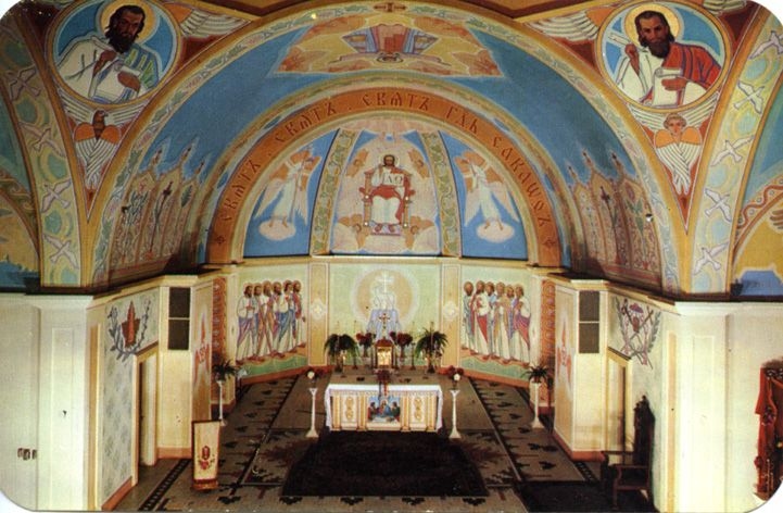 Interior view of St. Josaphat Ukrainian Catholic Cathedral, date unknown, from City of Edmonton Archives.