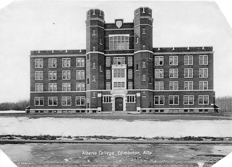 Exterior view of St. Stephen's College from 1913, showcasing the front elevation. City of Edmonton Archives EA-561-26.