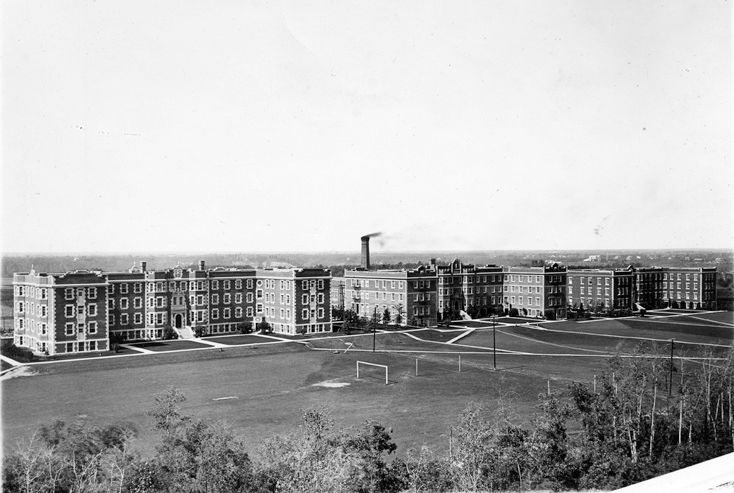 View of all three University of Alberta Halls in 1920.