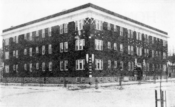 Exterior view of Westminister Apartments, built in 1913, located in Edmonton.