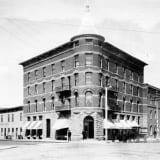 Exterior view of the Alberta Hotel, taken circa 1907.
