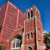 First Presbyterian Church, 2007, front elevation. Photo by Lawrence Herzog. Courtesy of COE Sustainable Development.