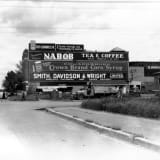 H.V. Shaw Building, 1940, side elevation shows painted signs.