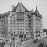 Photograph of Hotel Macdonald under construction in 1914.