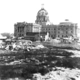 Exterior view of the Legislature Building, circa 1912.