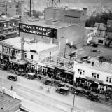 A vintage photograph of the Pantages Theatre taken in 1923, showcasing the building's exterior.