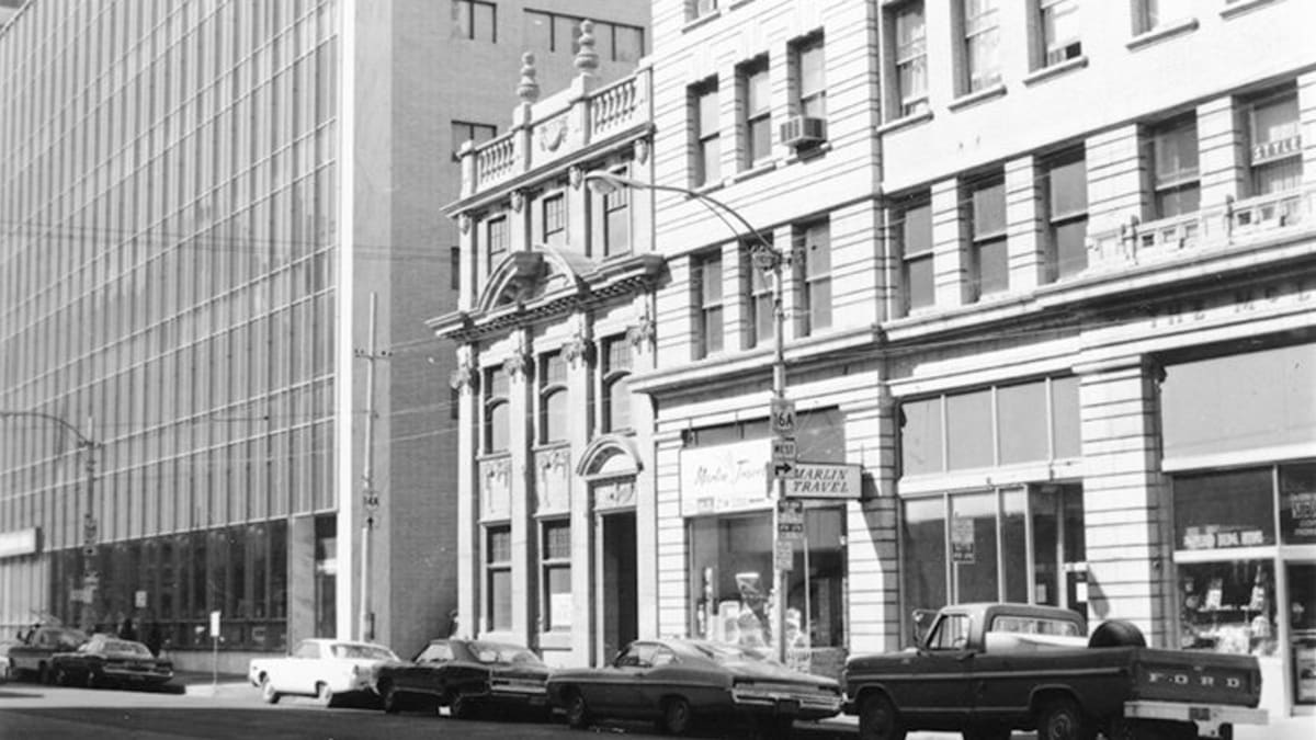View of the Canada Permanent Building along 100 Street in Edmonton.