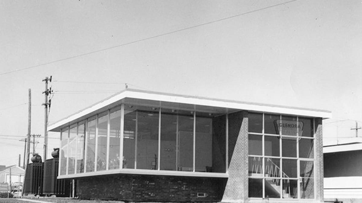 Exterior view of Glenora Substation, circa 1963.