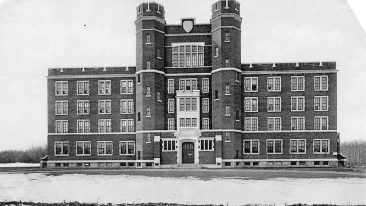Exterior view of St. Stephen's College from 1913, showcasing the front elevation. City of Edmonton Archives EA-561-26.