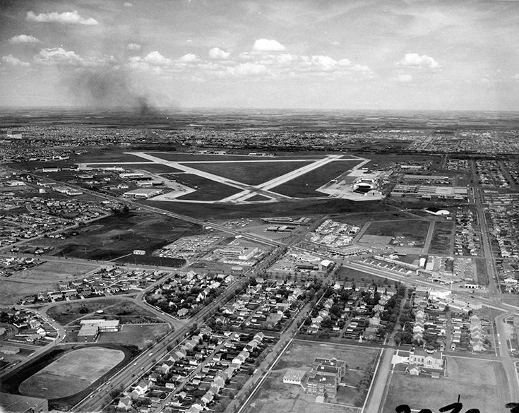 Aerial view of Central McDougall neighborhood in Edmonton taken on June 4, 1963.