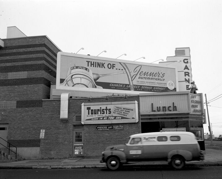 Side view of Garneau Theatre, a historical building in Edmonton. City of Edmonton Archives EA-275-318.