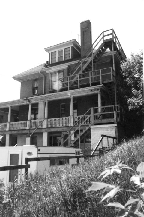 Rear elevation of John Stocks Residence, photographed in 1972. Historical image from the City of Edmonton Archives.