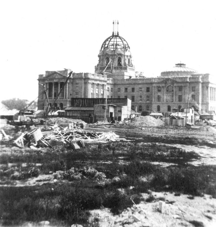 Exterior view of the Legislature Building, circa 1912.