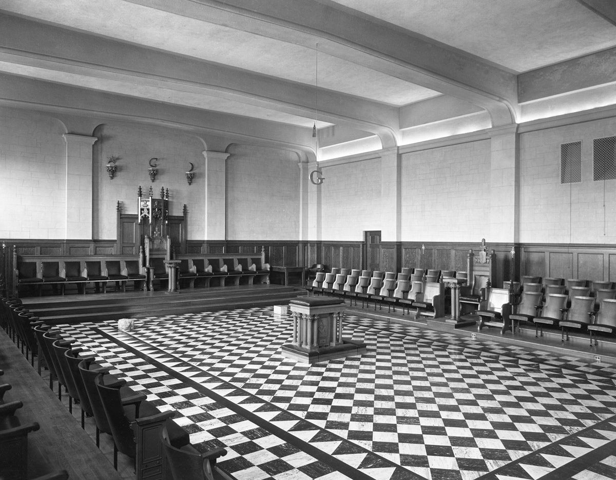 Interior view of the Masonic Temple, 1932.