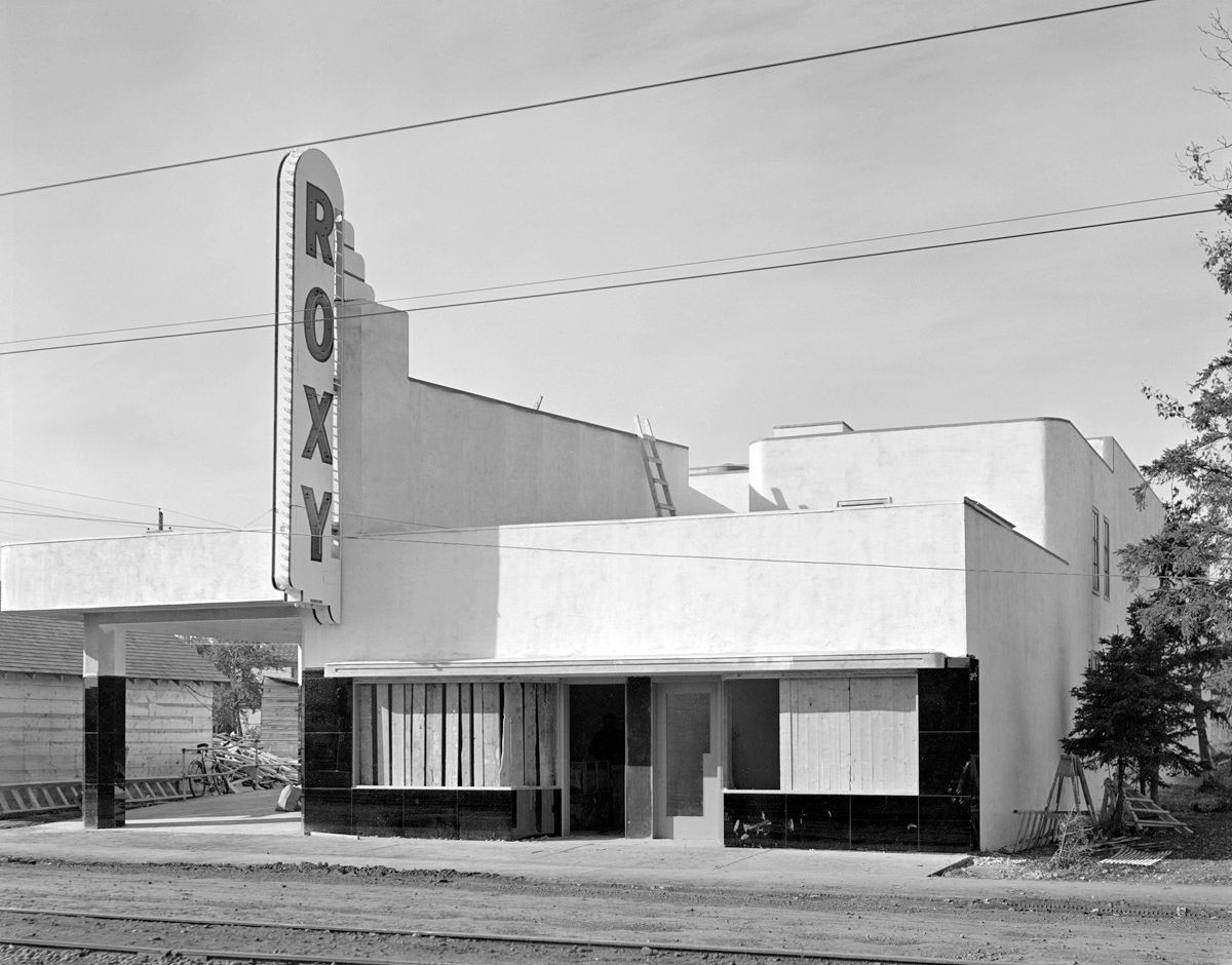 Exterior view of the Roxy Theatre, showcasing its architectural features.