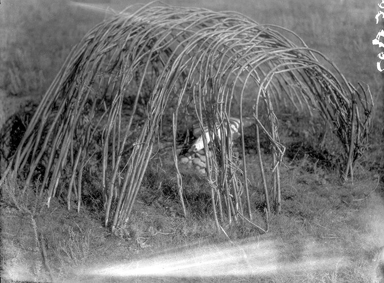 Sweatlodge structure in the Waterhen River area of Northern Saskatchewan, 1930