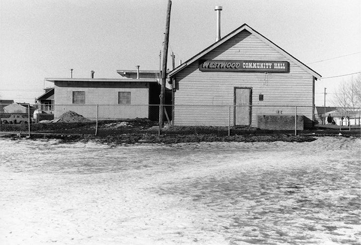 Exterior view of the Westwood Community Hall, circa 1968.